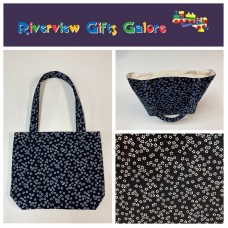 Medium Tote Bag - White Flowers on Ink (Navy) Medium Tote Bag - White Flowers on Ink (Navy)